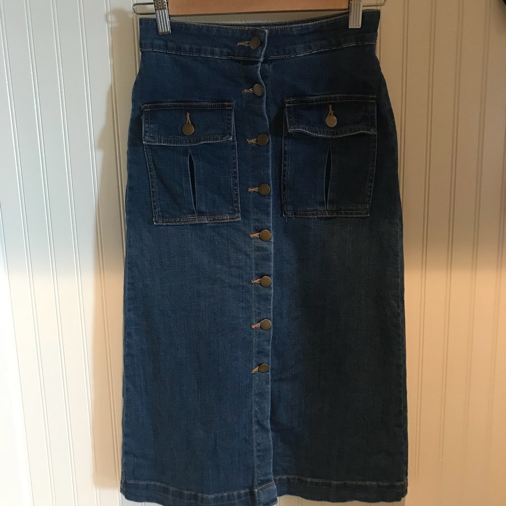 bp Button Down Jean Skirt Size 0